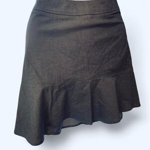 Elegant Grey Plaid Women's Skirt W Ruffle Detail 1